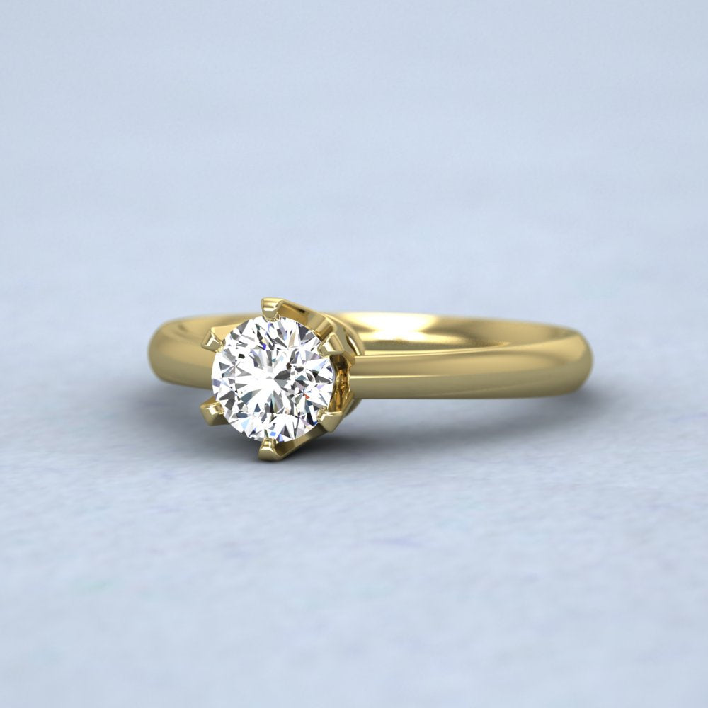 9ct Yellow Gold Six Claw Solitaire Diamond Ring