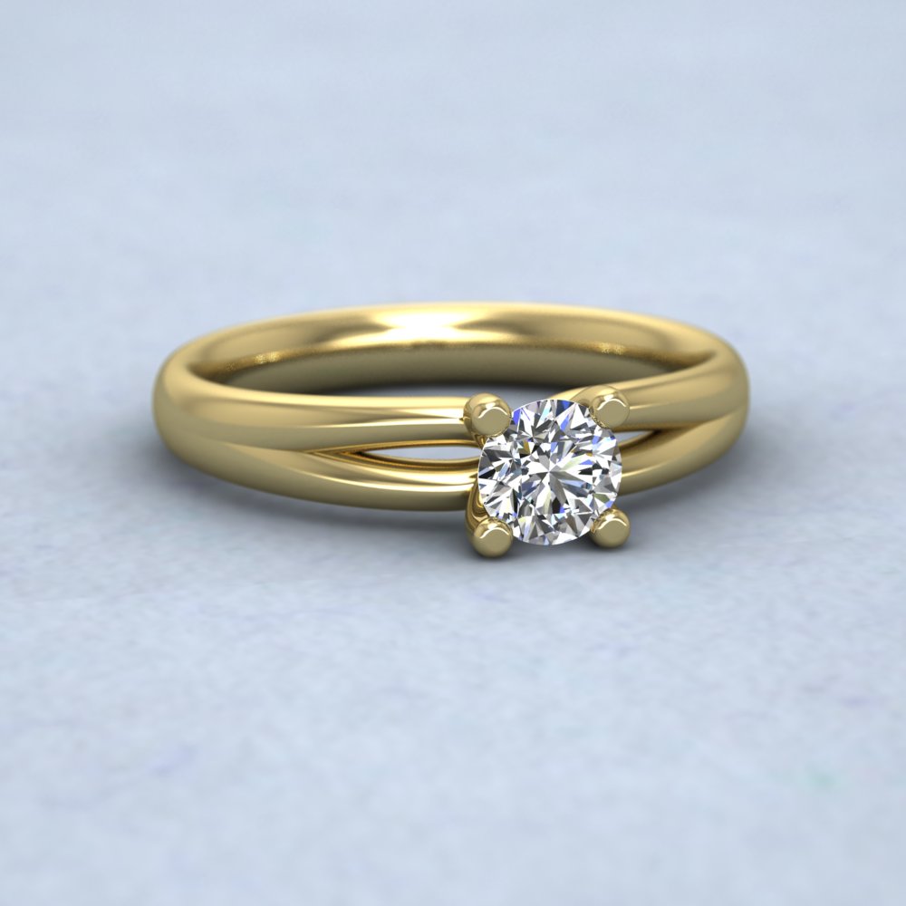 18ct Yellow Gold Split Shoulder Four Claw Diamond Ring