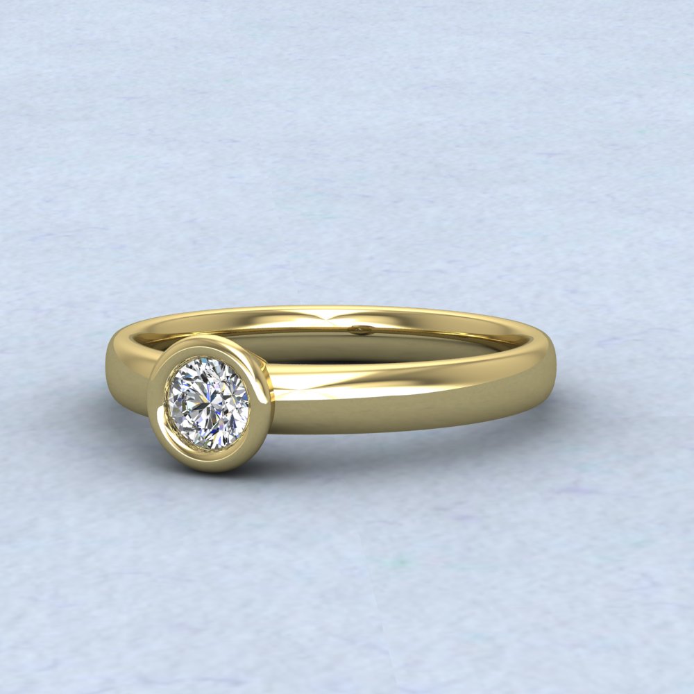 18ct Yellow Gold Slim Halo Diamond Solitaire Ring