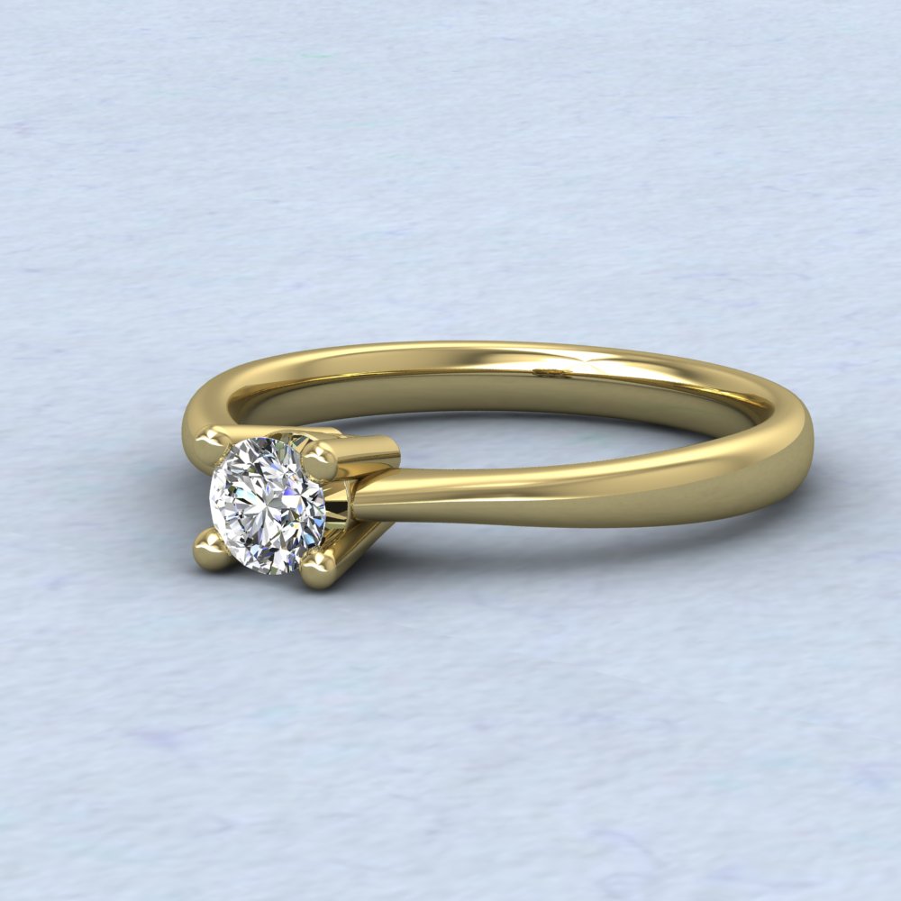 9ct Yellow Gold Diamond Set Classic Four Claw Ring