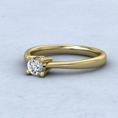 18ct Yellow Gold Diamond Set Classic Four Claw Ring