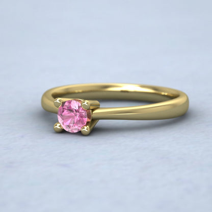 9ct Yellow Gold Pink Sapphire Set Classic Four Claw Ring