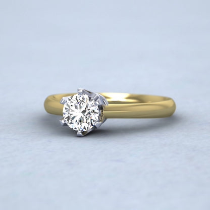 18ct Yellow Gold And Platinum Head Six Claw Solitaire Diamond Ring