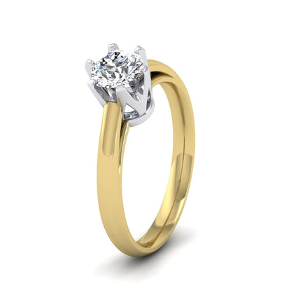 18ct Yellow Gold And Platinum Head Six Claw Solitaire Diamond Ring