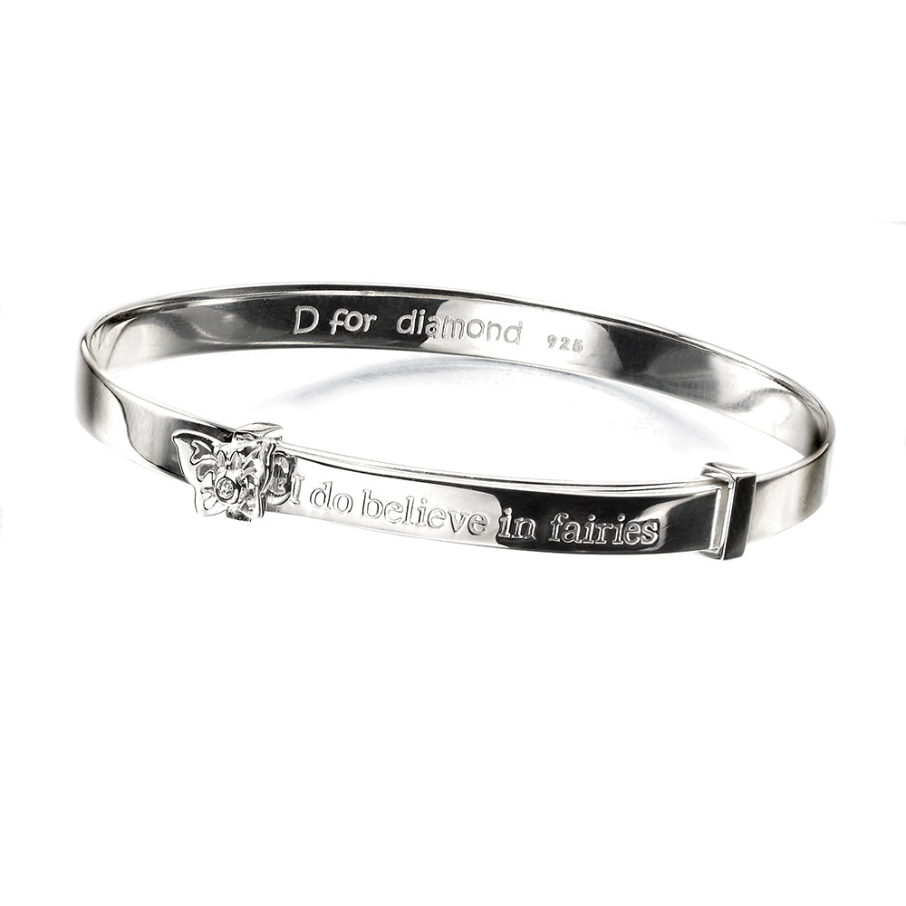 Sterling Silver Diamond Set Butterfly Design Bangle