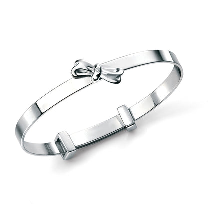 Sterling Silver Diamond Set  Bow Design Bangle