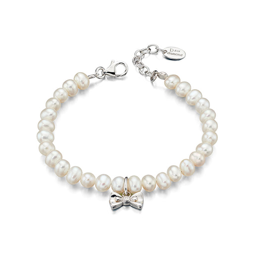 Sterling Silver Diamond And Shell Pearl Set Bracelet