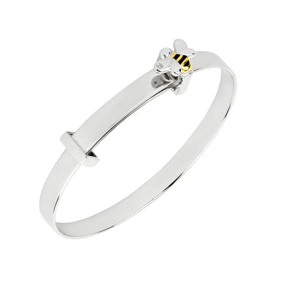 Sterling Silver Diamond Set Bee Bangle