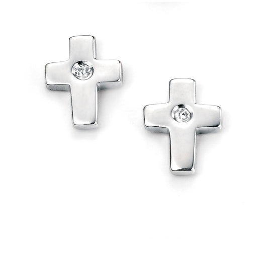 Sterling silver Diamond Set Cross Earrings