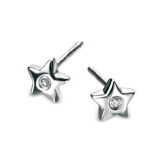 Sterling Silver Diamond Set Star Earrings