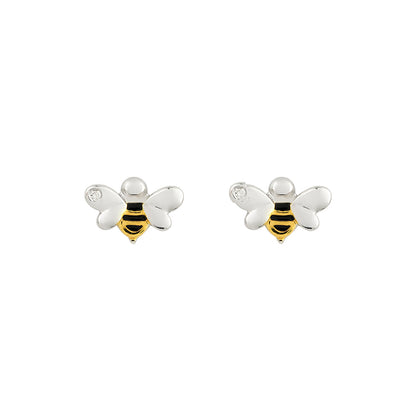 Sterling Silver Diamond Set Bee Earrings