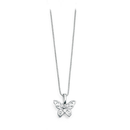 Sterling Silver diamond Set Butterfly Pendant