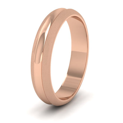 Bullnose Groove Pattern 9ct Rose Gold 4mm Wedding Ring