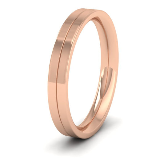 9ct Rose Gold 3mm Wedding Ring With Line
