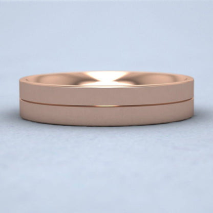 9ct Rose Gold 5mm Wedding Ring With Line G Down View