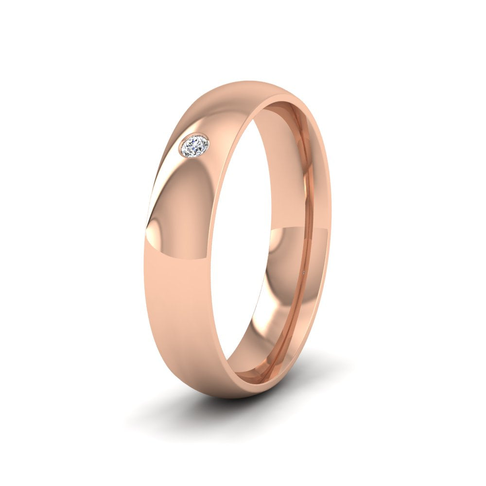 Single Flush Diamond Set 9ct Rose Gold 5mm Wedding Ring