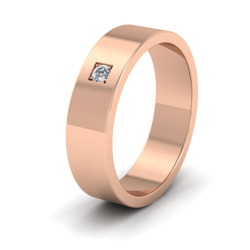Single Diamond With Square Setting 18ct Rose Gold 6mm Wedding Ring