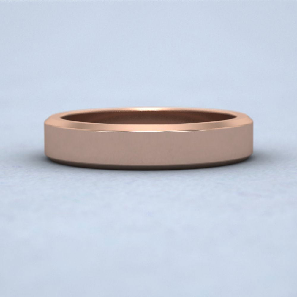 Bevelled Edge 9ct Rose Gold 4mm Wedding Ring Down View