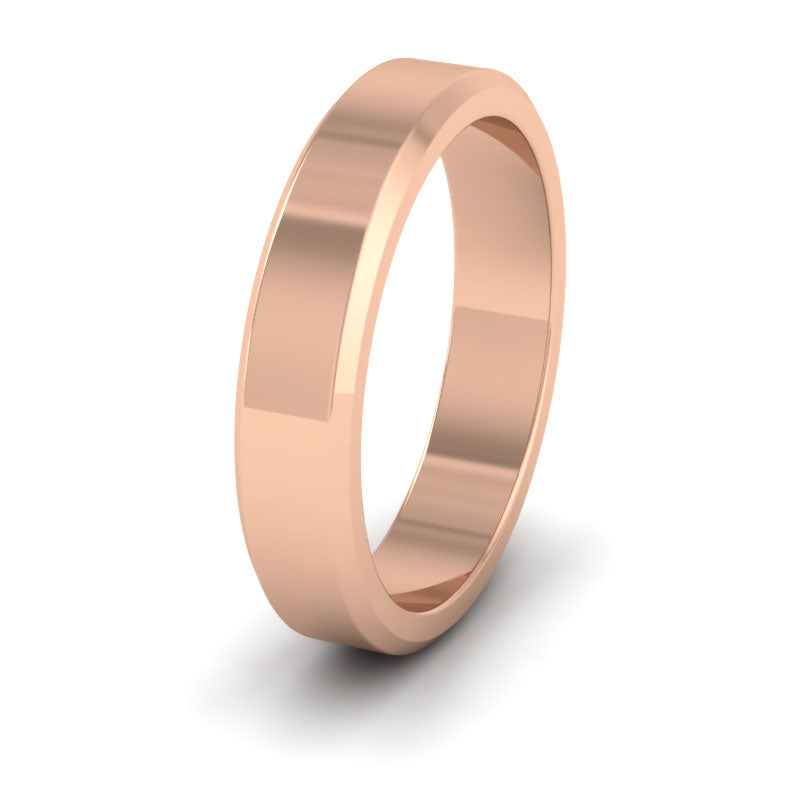 Bevelled Edge 18ct Rose Gold 4mm Wedding Ring