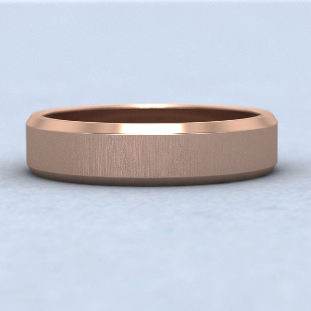 Bevelled Edge 9ct Rose Gold 5mm Wedding Ring Down View