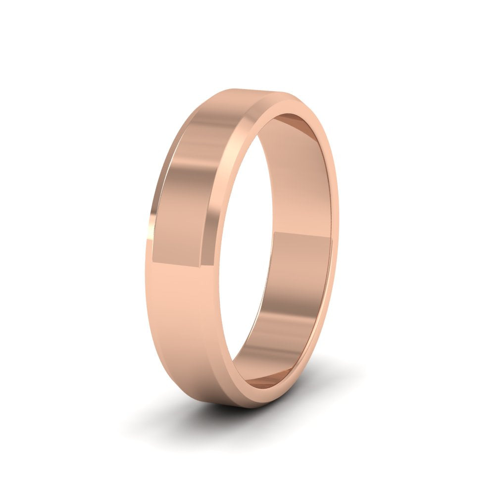 Bevelled Edge 9ct Rose Gold 5mm Wedding Ring