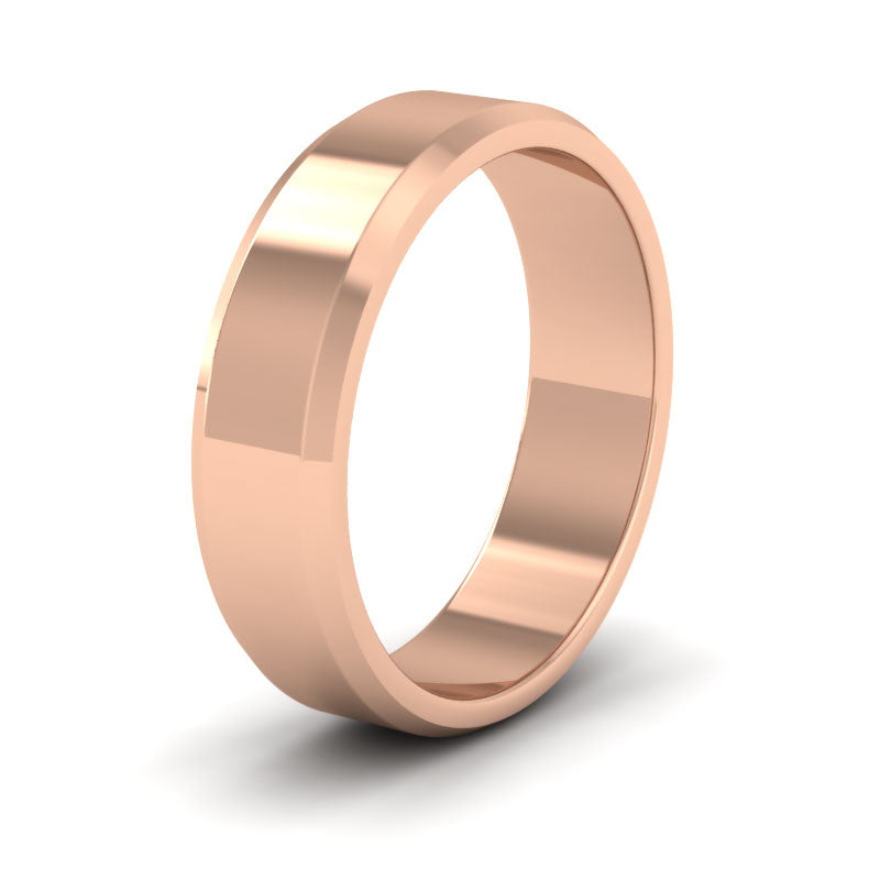 Bevelled Edge 9ct Rose Gold 6mm Wedding Ring