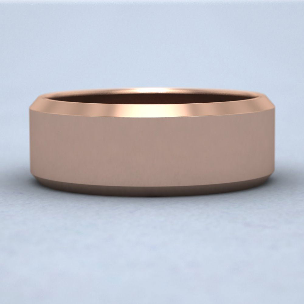 Bevelled Edge 9ct Rose Gold 8mm Wedding Ring Down View