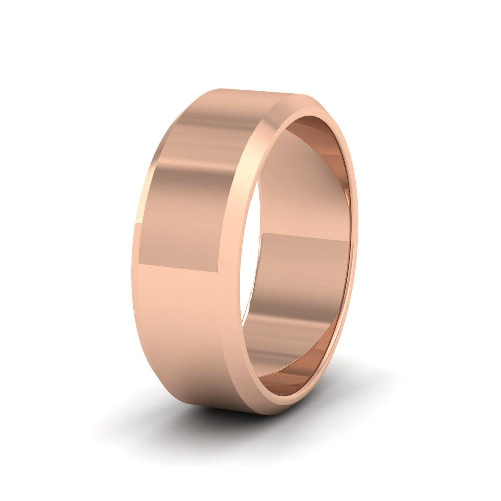 Bevelled Edge 9ct Rose Gold 8mm Wedding Ring
