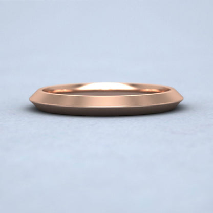 Knife Edge Shape 9ct Rose Gold 2.5mm Wedding Ring Down View