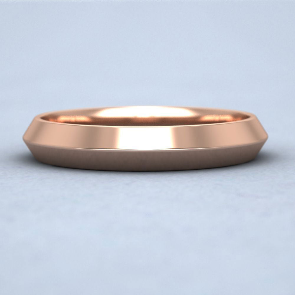 Knife Edge Shape 9ct Rose Gold 4mm Wedding Ring Down View