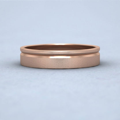 Asymmetric Line Pattern 9ct Rose Gold 4mm Flat Wedding Ring Down View