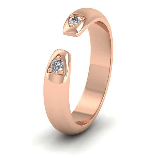 <p>18ct Rose Gold Split Two Diamond Set Wedding Ring.  4mm Wide </p>