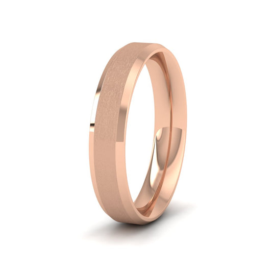 <p>9ct Rose Gold Bevelled Edge And Matt Finish Centre Flat Wedding Ring.  4mm Wide And Court Shaped For Comfortable Fitting</p>