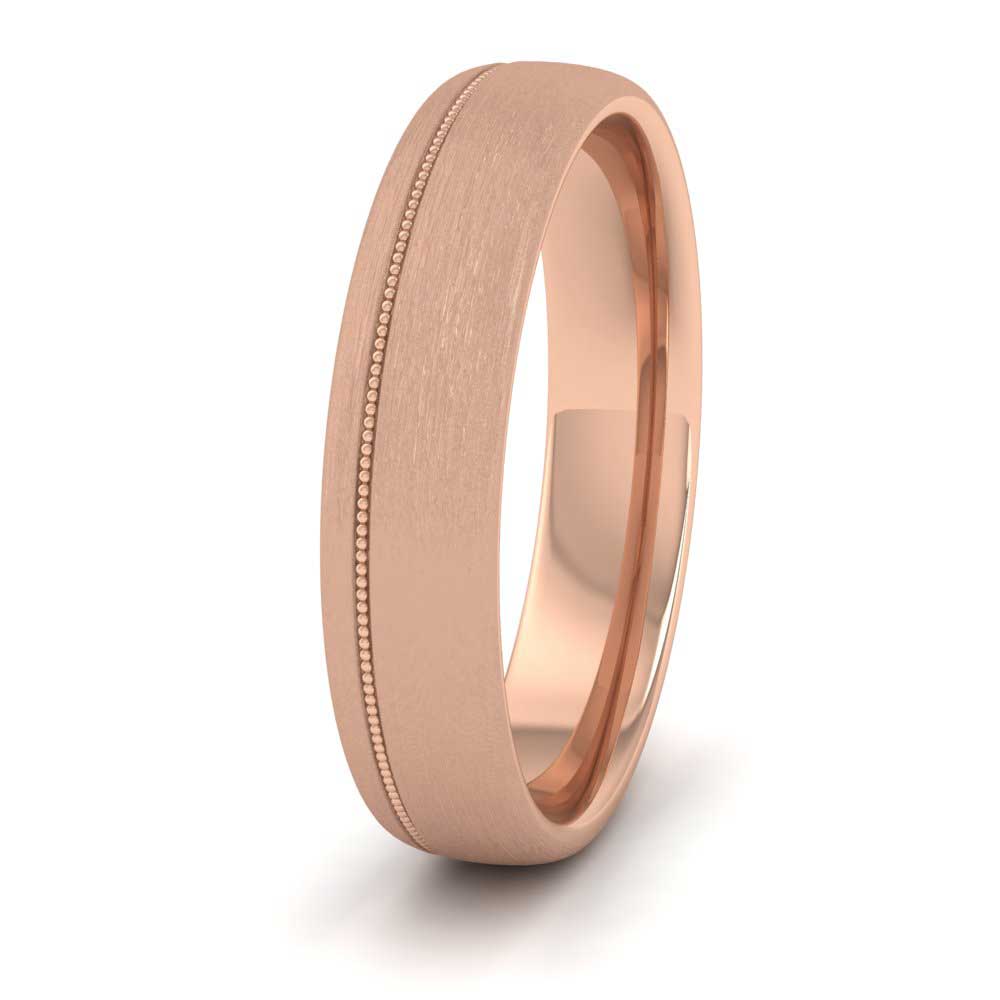<p>9ct Rose Gold Asymmetric Millgrain Wedding Ring.  5mm Wide And Court Shaped For Comfortable Fitting (Shown With A Matt Finish)</p>