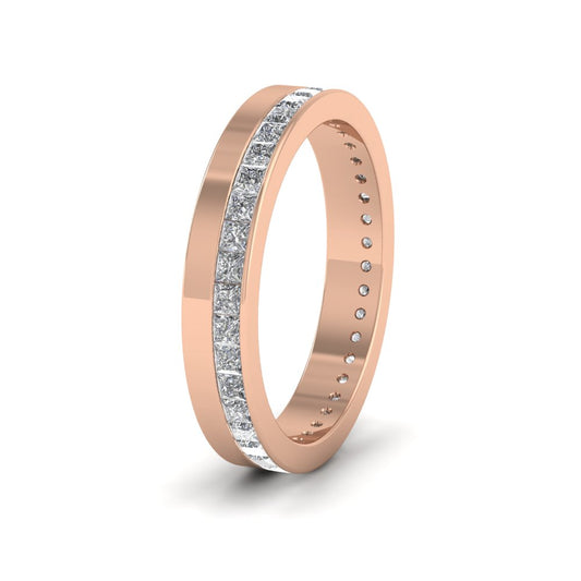 <p>Full Channel Set Princess Cut Diamond (0.9ct) Flat Wedding Ring In 9ct Rose Gold.  35mm Wide </p>