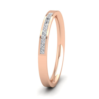 <p>9ct Rose Gold Princess Cut 10 Diamond 0.15ct Channel Set Ring.  2mm Wide And Court Shaped For Comfortable Fitting</p>