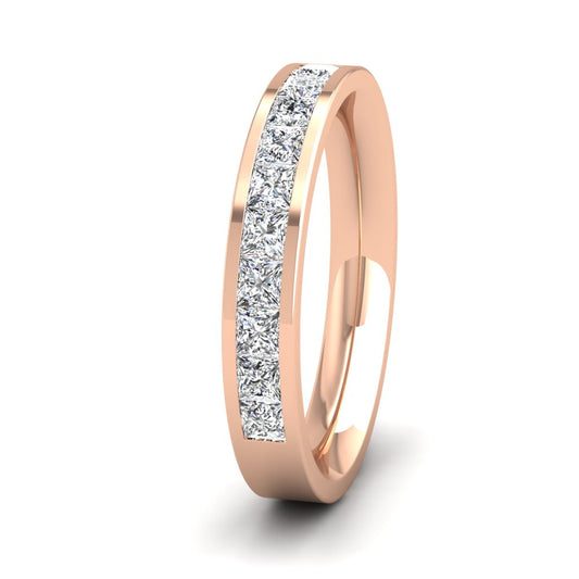 <p>18ct Rose Gold Princess Cut 10 Diamond 0.75ct Channel Set Ring.  35mm Wide And Court Shaped For Comfortable Fitting</p>