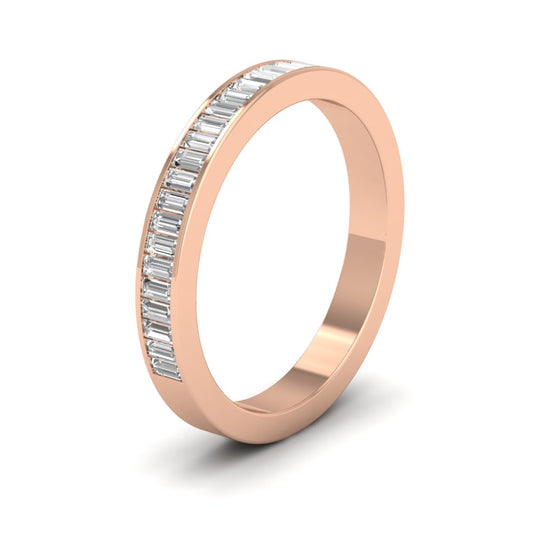 <p>18ct Rose Gold Half Set Baguette Channel Set Diamond (0.6ct) Ring.  275mm Wide </p>