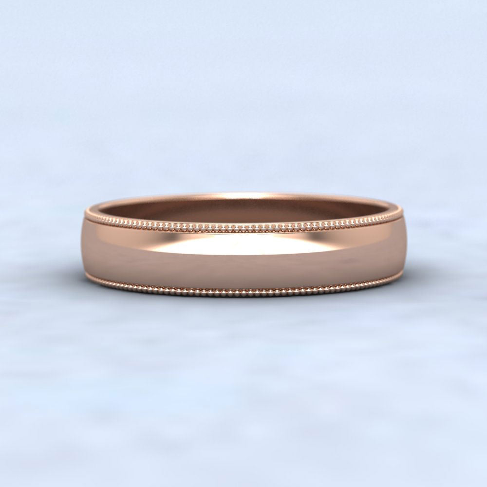 Millgrained Edge 9ct Rose Gold 4mm Wedding Ring L Down View