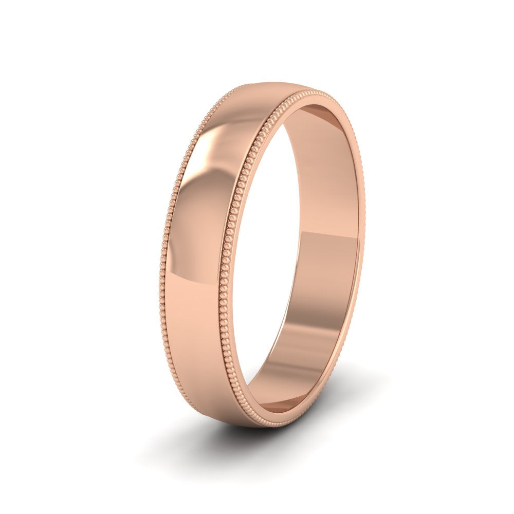 Millgrained Edge 18ct Rose Gold 4mm Wedding Ring L