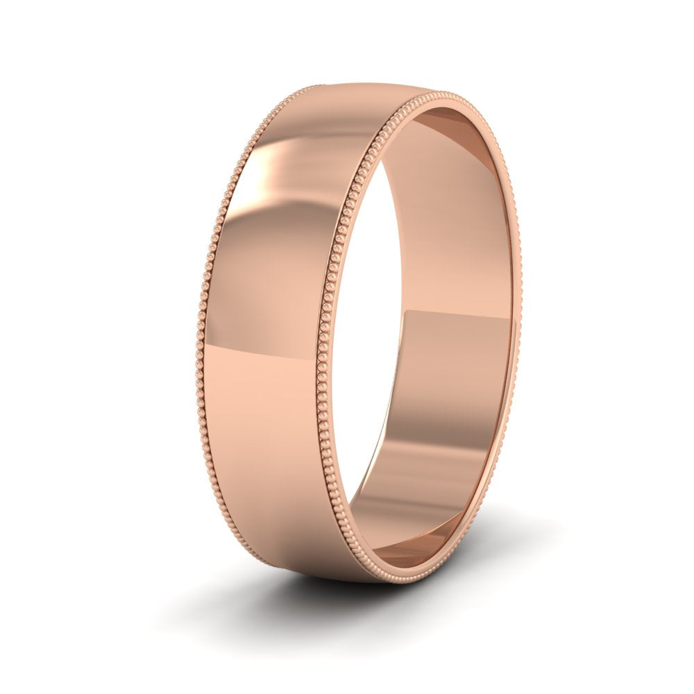 Millgrained Edge 18ct Rose Gold 6mm Wedding Ring