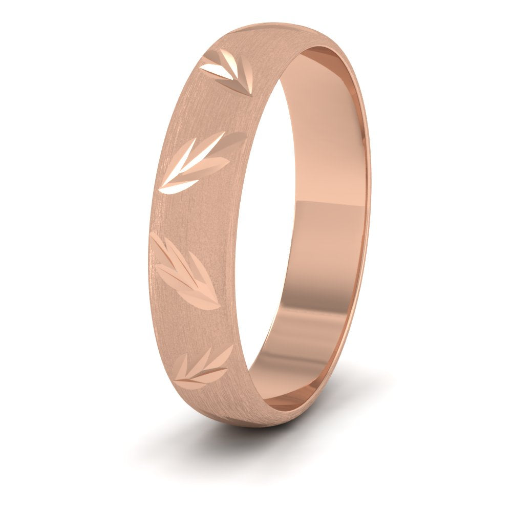 Leaf Cut Pattern 18ct Rose Gold 4mm Wedding Ring
