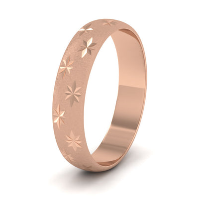 Star Patterned 9ct Rose Gold 4mm Wedding Ring