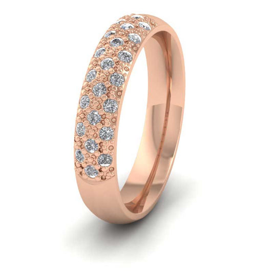 <p>18ct Rose Gold Diamond Pave Set (0.25ct) Wedding Ring.  4mm Wide And Court Shaped For Comfortable Fitting</p>