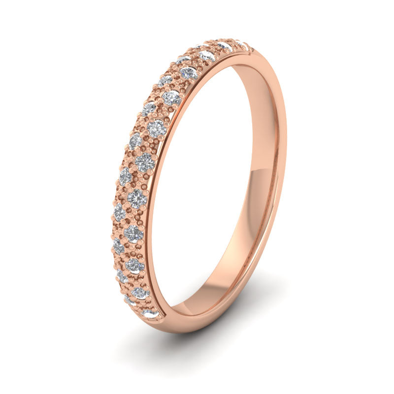 <p>18ct Rose Gold Pave Set Diamond (0.176ct) Wedding Ring.  25mm Wide And Court Shaped For Comfortable Fitting</p>