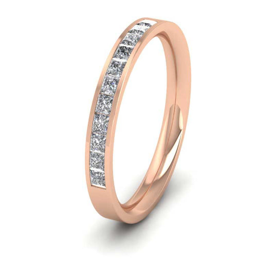 <p>18ct Rose Gold Channel Set Diamond (0.44ct) Flat Wedding Ring.  25mm Wide And Court Shaped For Comfortable Fitting</p>