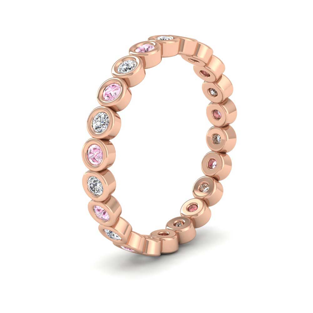 <p>Pink Sapphire And Diamond Ring In 18ct Rose Gold .  25mm Wide </p>