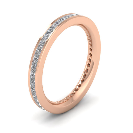 <p>Full Channel Set Princess Cut Diamond (0.9ct) Wedding Ring In 18ct Rose Gold.  25mm Wide And Court Shaped For Comfortable Fitting</p>