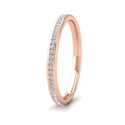 <p>18ct Rose Gold Full Channel Set 0.26ct Round Brilliant Cut Diamond Wedding Ring.  2mm Wide And Court Shaped For Comfortable Fitting</p>