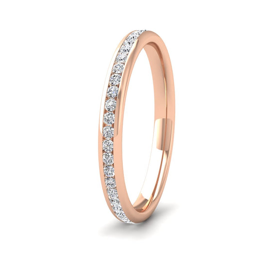 <p>18ct Rose Gold Full Channel Set 0.44ct Round Brilliant Cut Diamond Wedding Ring.  225mm Wide And Court Shaped For Comfortable Fitting</p>